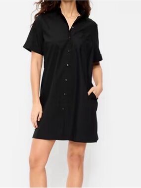 Old Navy Black Button-Down Linen Mini Dress - Size Large